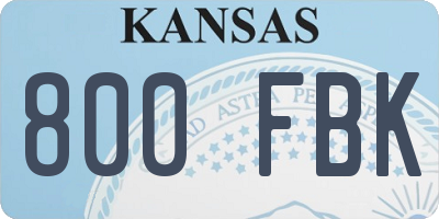 KS license plate 800FBK