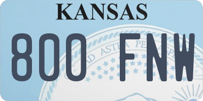 KS license plate 800FNW
