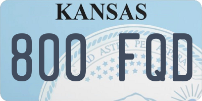 KS license plate 800FQD