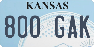 KS license plate 800GAK