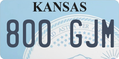 KS license plate 800GJM