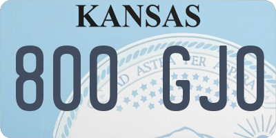 KS license plate 800GJO
