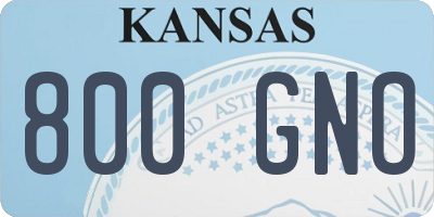 KS license plate 800GNO