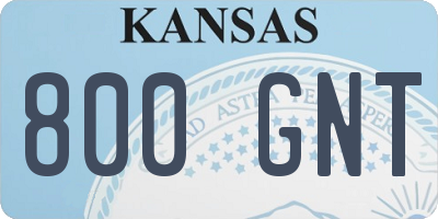 KS license plate 800GNT