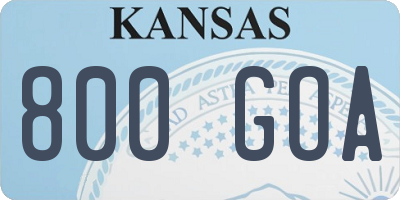 KS license plate 800GOA