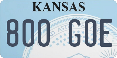 KS license plate 800GOE