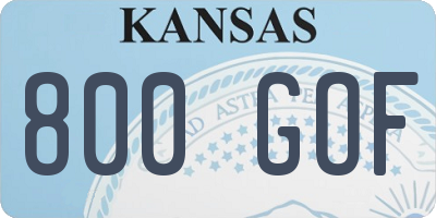 KS license plate 800GOF
