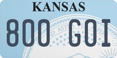 KS license plate 800GOI