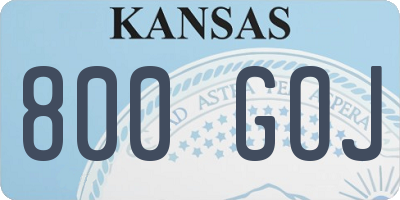 KS license plate 800GOJ