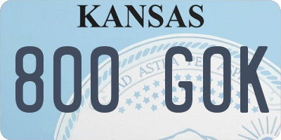 KS license plate 800GOK