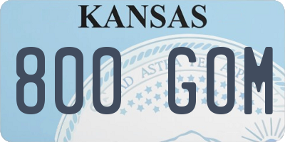 KS license plate 800GOM