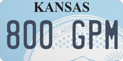 KS license plate 800GPM