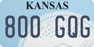 KS license plate 800GQG