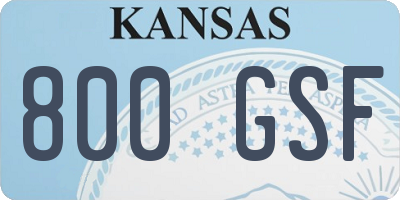KS license plate 800GSF