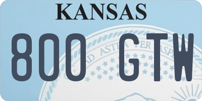 KS license plate 800GTW