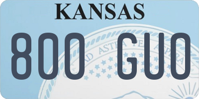 KS license plate 800GUO