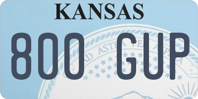 KS license plate 800GUP