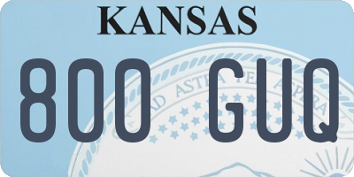 KS license plate 800GUQ