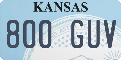 KS license plate 800GUV