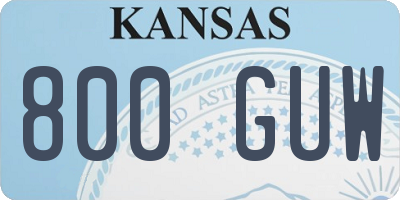 KS license plate 800GUW