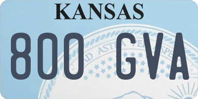 KS license plate 800GVA