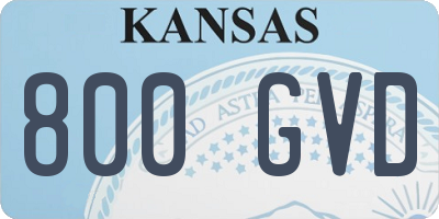 KS license plate 800GVD