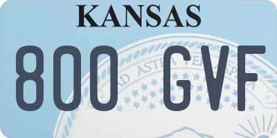 KS license plate 800GVF