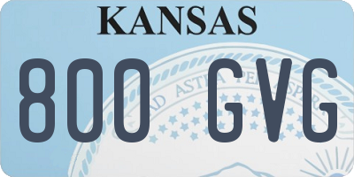 KS license plate 800GVG