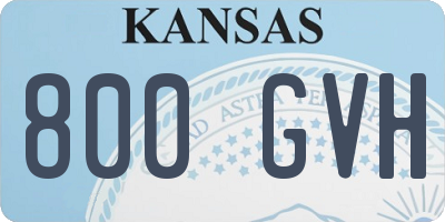 KS license plate 800GVH