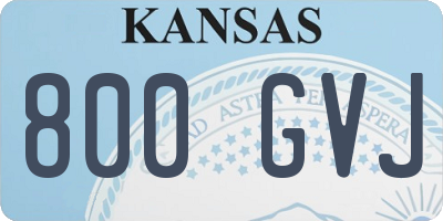KS license plate 800GVJ