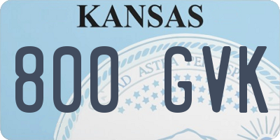 KS license plate 800GVK