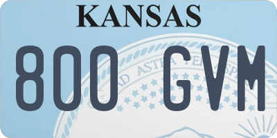 KS license plate 800GVM