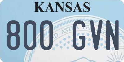 KS license plate 800GVN