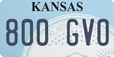 KS license plate 800GVO