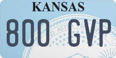 KS license plate 800GVP