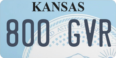 KS license plate 800GVR