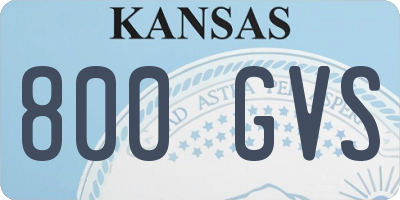 KS license plate 800GVS