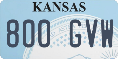 KS license plate 800GVW