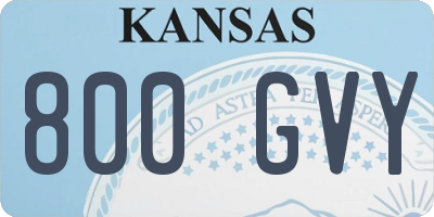 KS license plate 800GVY