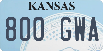 KS license plate 800GWA