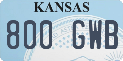 KS license plate 800GWB