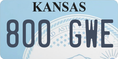 KS license plate 800GWE