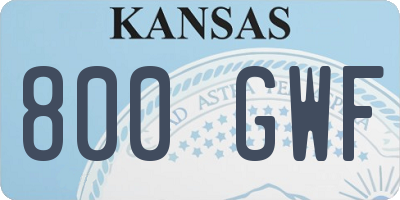 KS license plate 800GWF
