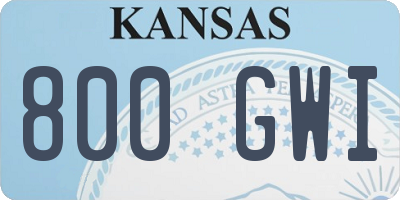 KS license plate 800GWI