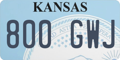 KS license plate 800GWJ