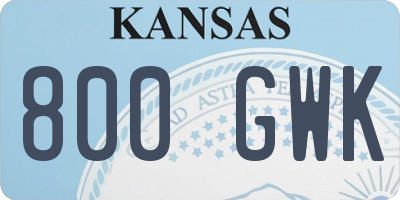 KS license plate 800GWK