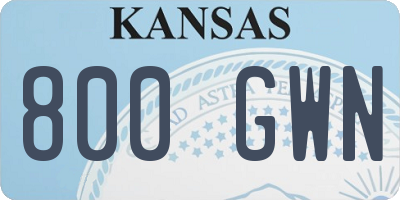 KS license plate 800GWN
