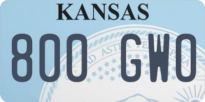 KS license plate 800GWO