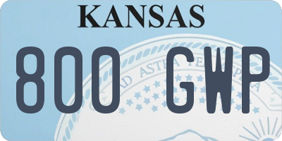KS license plate 800GWP
