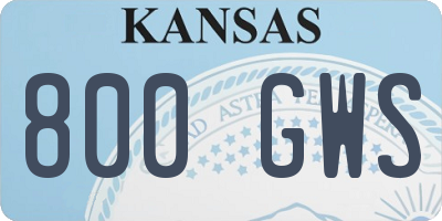 KS license plate 800GWS